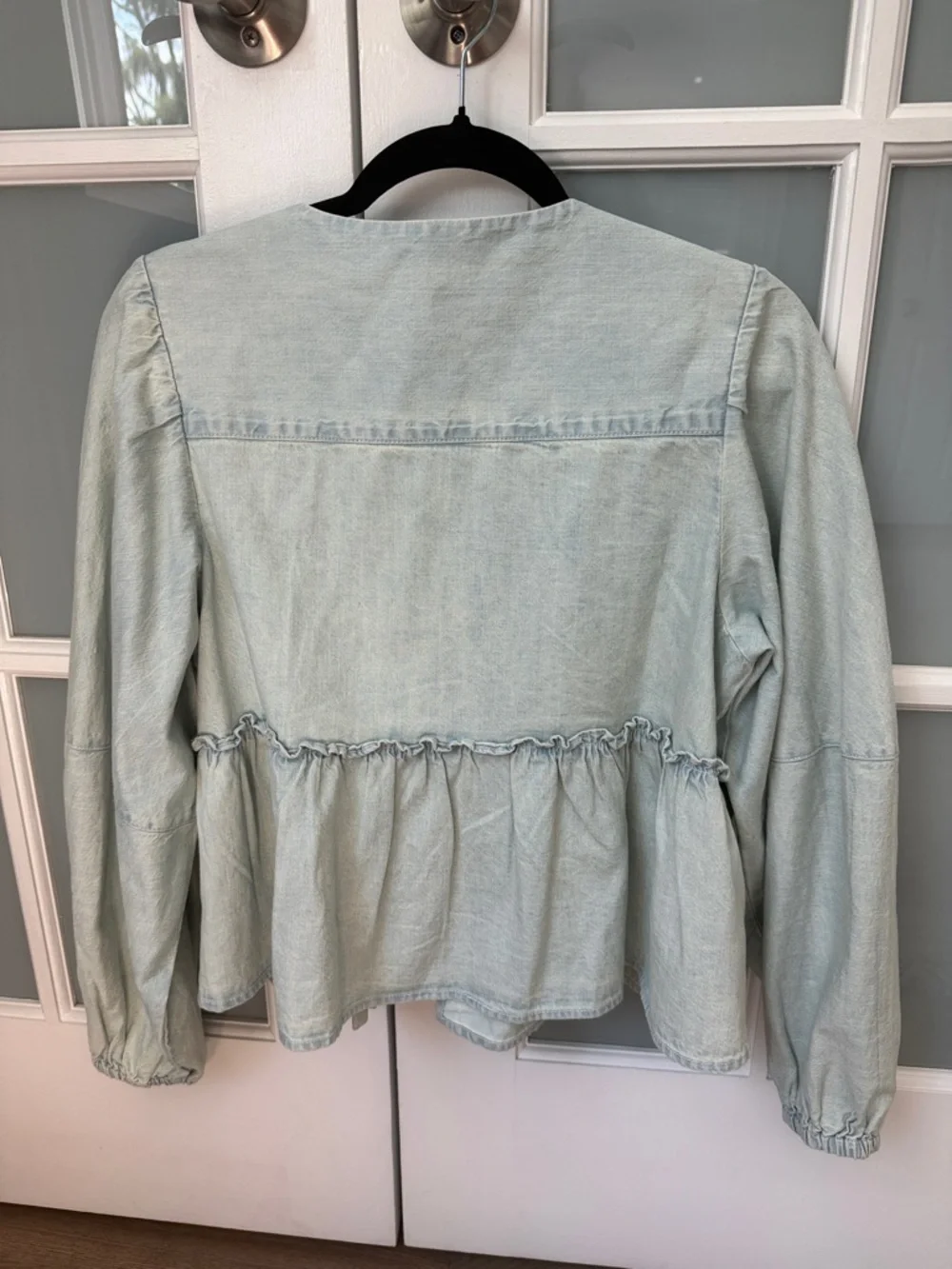 Free People Light Wash Denim Tie-Front Jacket - Picture 2 of 3